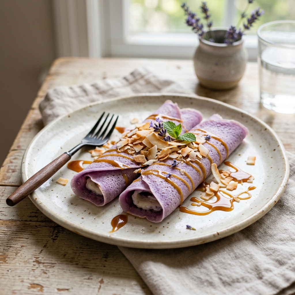 Recette des Crêpes à l'Ube (Façon Dadar Gulung Violette)